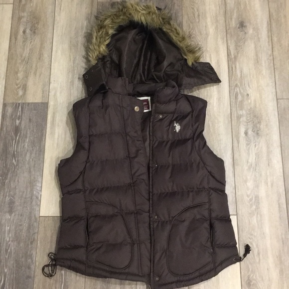polo puffer vest with hood